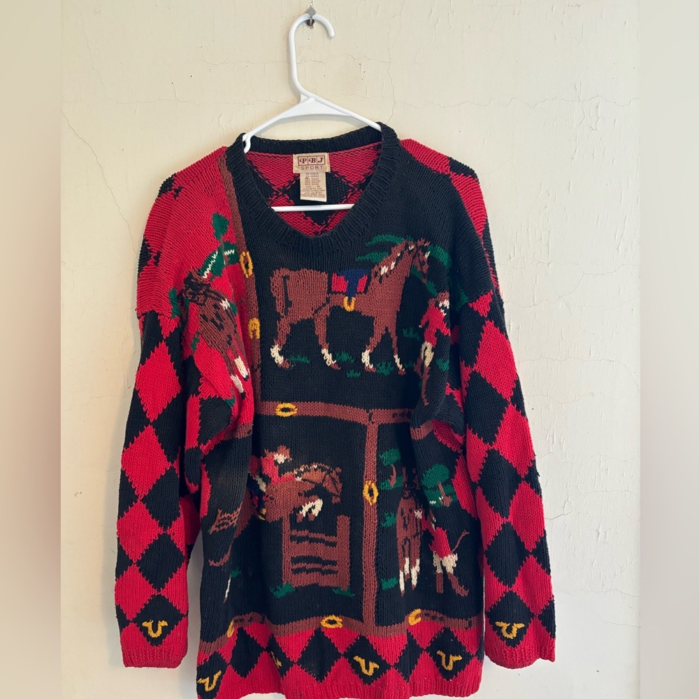 PBJ Sport vintage oversized pullover knitted horseman’s sweater size M